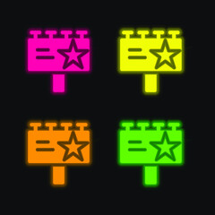 Billboard four color glowing neon vector icon