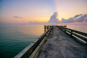 Fototapeta premium A beautiful sunrise at jetty in summer .Southern in Thailand