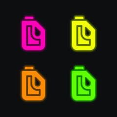 Bleach four color glowing neon vector icon