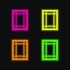 Borders Size four color glowing neon vector icon