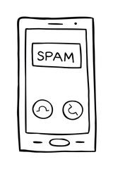 Cartoon vector illustration of spam call on smartphone