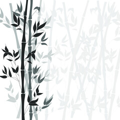 Vector Bamboo Black and White Background, Plants Silhouettes, Bamboo Illustration.
