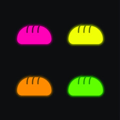 Bread four color glowing neon vector icon