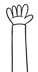 Cartoon vector illustration of raising hand