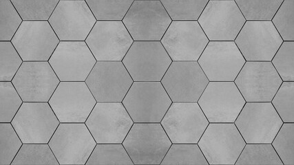 Gray grey white modern tile mirror made of hexagon tiles texture background