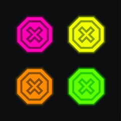 Ad Blocker four color glowing neon vector icon