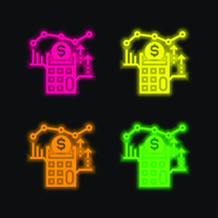 Accounting four color glowing neon vector icon
