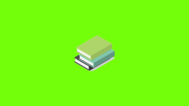 Pack of books on table icon animation