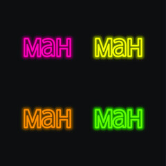 Azerbaijan Currency Symbol four color glowing neon vector icon