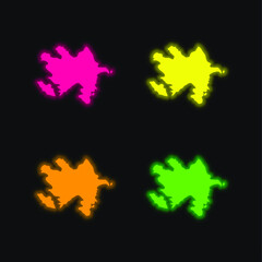 Azerbaijan four color glowing neon vector icon