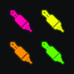 Audio Jack four color glowing neon vector icon