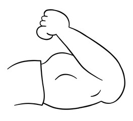 Cartoon vector illustration of strong, muscular arm, biceps