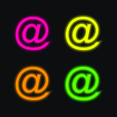 At four color glowing neon vector icon