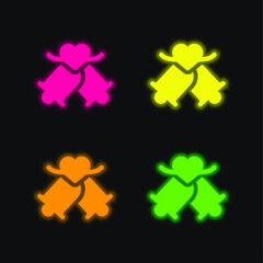 Bell four color glowing neon vector icon