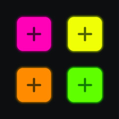 Add four color glowing neon vector icon