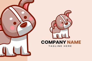 Cute Kawaii Puppy Dog Mascot Cartoon Logo Design Icon Illustration Character Hand Drawn. Suitable for every category of business, company, brand like pet store or pet shop, toys, food, and many more