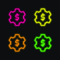 Application Settings four color glowing neon vector icon