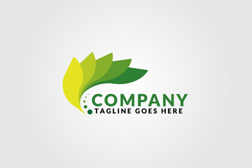 vector logo illustration abstract green leaf, logo design related to business, industry, nature, farming, health,wellness,
