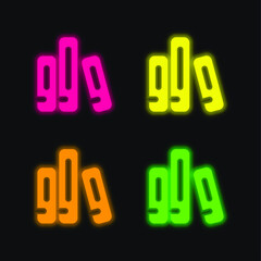 Archive four color glowing neon vector icon