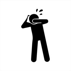 Crying on phone icon, vector and glyph