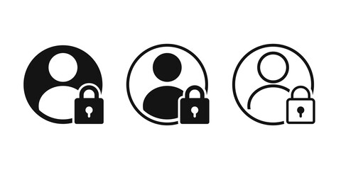 Locked account. User with padlock. Profile security. Illustration vector