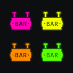 Bar four color glowing neon vector icon