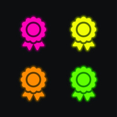 Award four color glowing neon vector icon