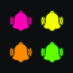 Alarm four color glowing neon vector icon