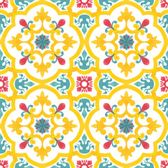 Mosaic with an endless pattern. Ceramic tile watercolor element.