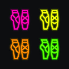Ballet four color glowing neon vector icon