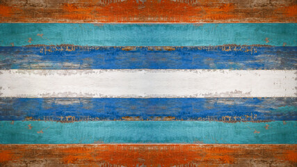 Abstract grunge rustic old orange blue complementary colors painted colored wooden board wall table floor texture - wood background top view