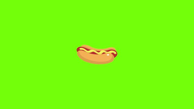 Street food of hotdog icon animation