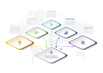 Vector illustration infographics design template, business information, presentation chart, with 5 options or steps. 