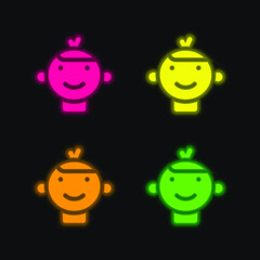Baby four color glowing neon vector icon
