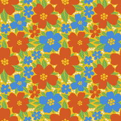 Seamless pattern floral flower abstract.Botanical vintage nature background.Print fashion textile.