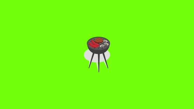 Food on bbq stand icon animation