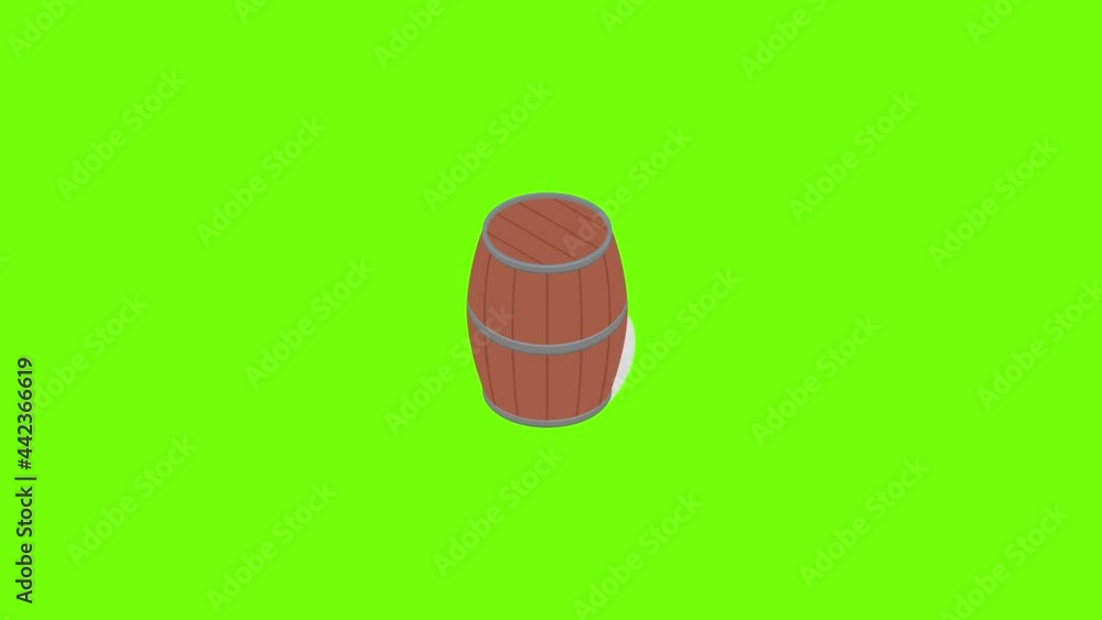 Wall mural Wood barrel of beer icon animation