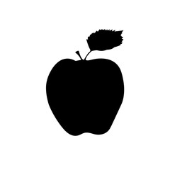 Apple black silhouette.Garden fruit icon.Vector.