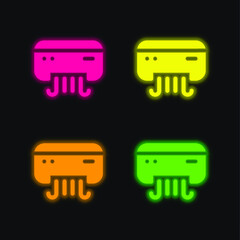 Air Conditioner four color glowing neon vector icon
