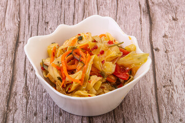 Spicy pickled cabbage with carrot