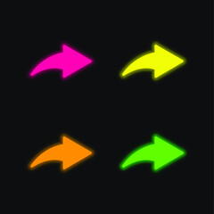 Arrow Pointing To Right four color glowing neon vector icon