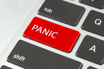 Panic button on keyboard with soft focus