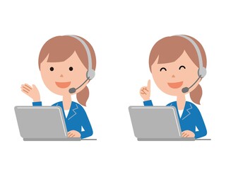 コールセンターの女性オペレーター