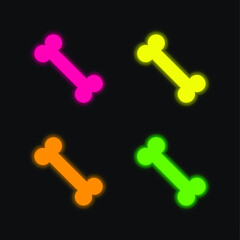 Bone four color glowing neon vector icon
