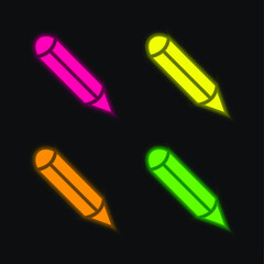 Black Ink Pen four color glowing neon vector icon