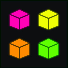 Box four color glowing neon vector icon