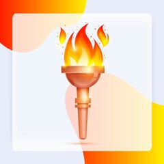 Winner torch with burning fire icon isolated on white background vector illustration