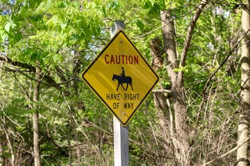 The yellow caution sign with the leaves for a background.