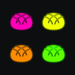Bread four color glowing neon vector icon