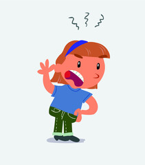  cartoon character of little girl on jeans suspecting something wrong